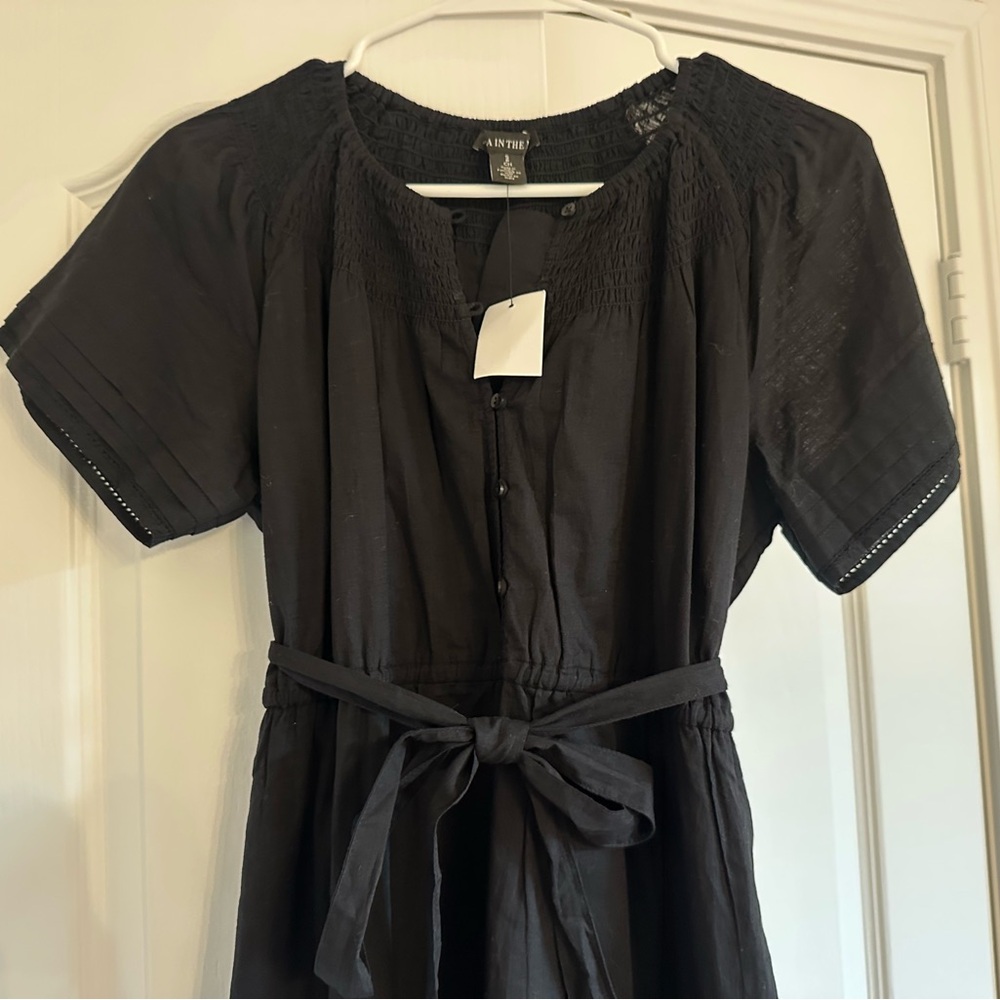 Pea in the Pod Black Maternity Linen Button-Down Dress - Picture 11 of 16